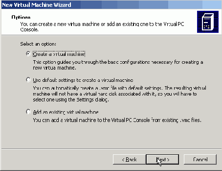 Настройка Microsoft VirtualPC
